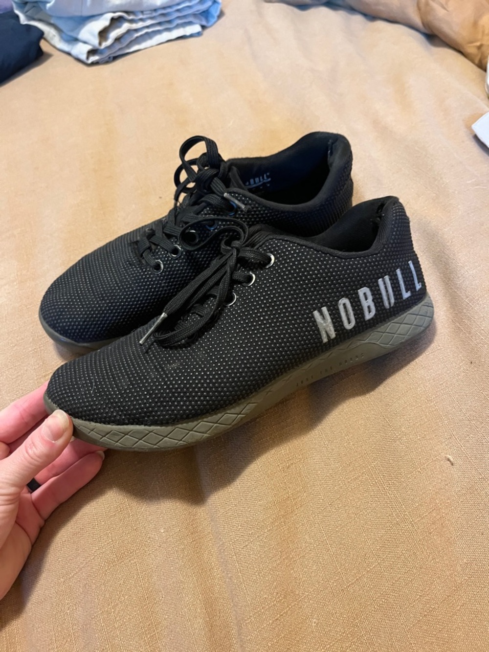 NOBULL Black Athletic Trainer with Green Sole